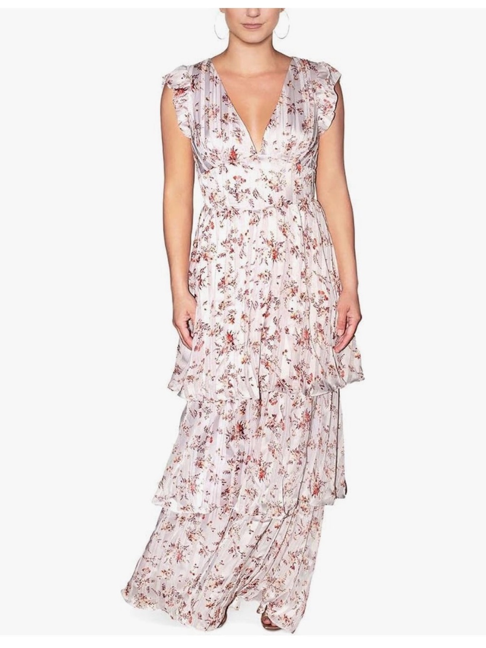 Rachel Roy Womens Metallic Floral Maxi Dress Lilac Size 12